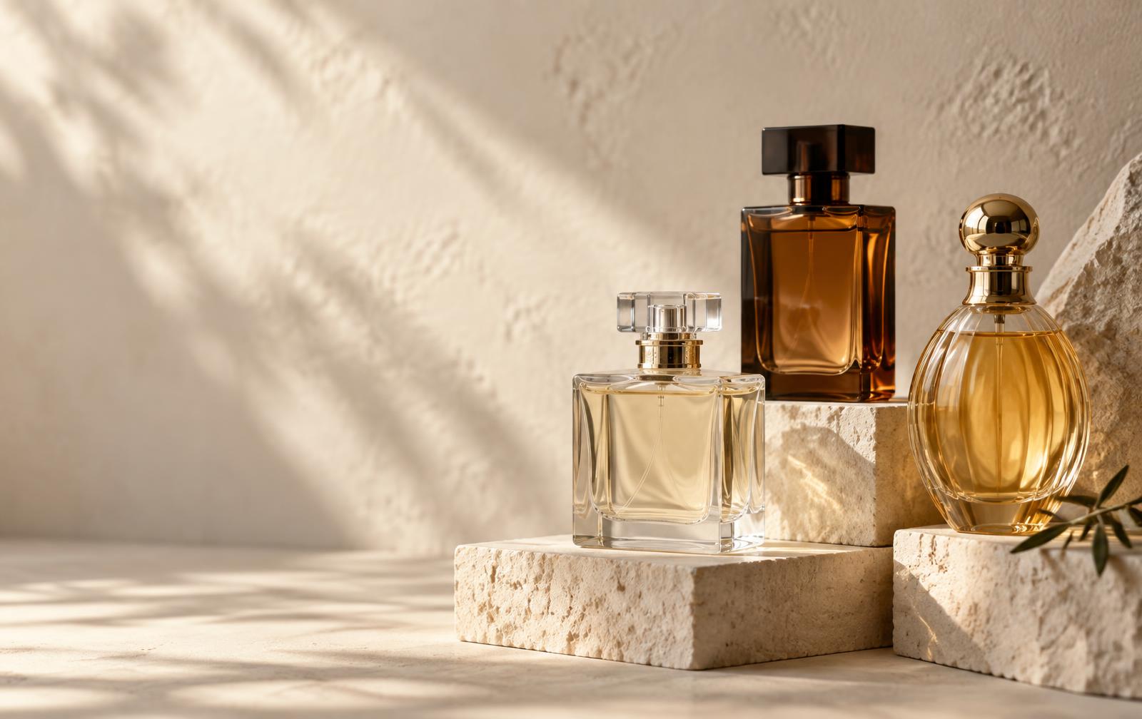 Frascos de perfumes em uma composição elegante